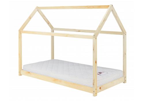 3ft Single Kids Childs House Shape Wood Wooden Bed Frame Natural Pine 1